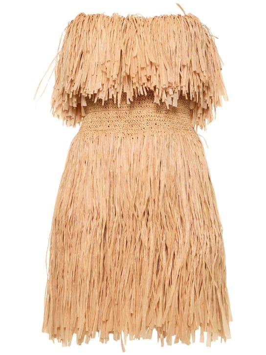 Oscar De La Renta: Strapless mini dress with fringe