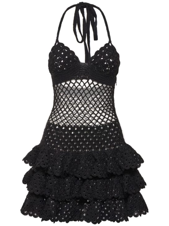 Oscar De La Renta: Cotton mini dress with ruffles