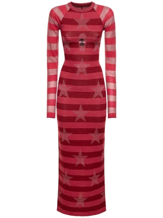 Cormio: Abito lungo in misto lana jacquard