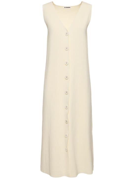 Jil Sander: Abito midi in maglia di cotone