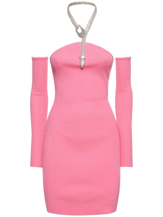 Giuseppe Di Morabito: Ribbed cotton mini dress with crystals