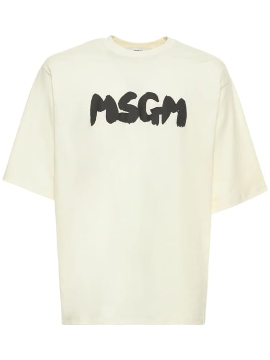 MSGM: Logo印花棉质平纹针织T恤