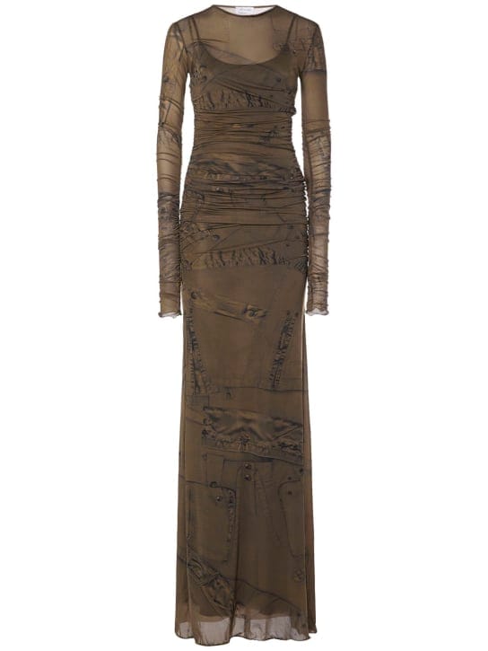 Blumarine: Long stretch dress with ruching