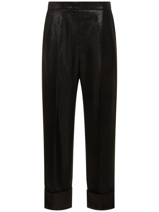Giorgio Armani: 光滑纹理金银丝高腰裤子