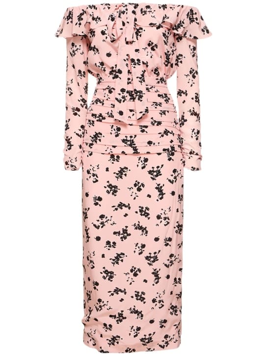 Alessandra Rich: Abito midi in seta con volant