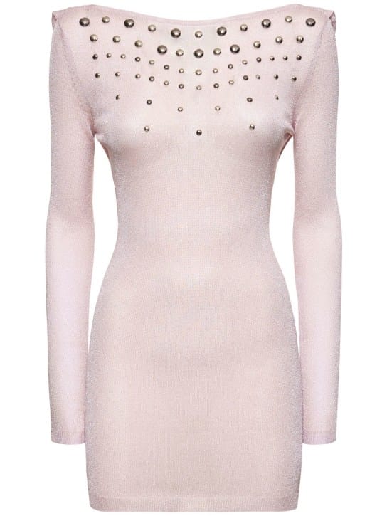 Alessandra Rich: Minidress in maglia con borchie