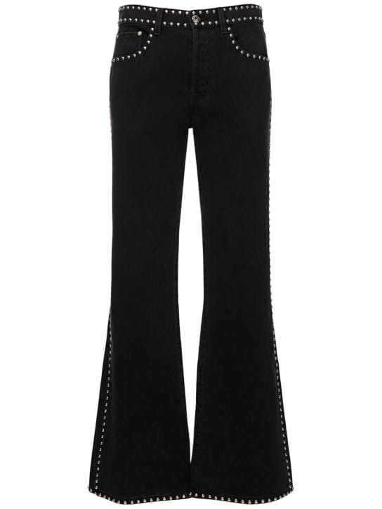 Lanvin: 刺绣铆钉喇叭腿牛仔裤