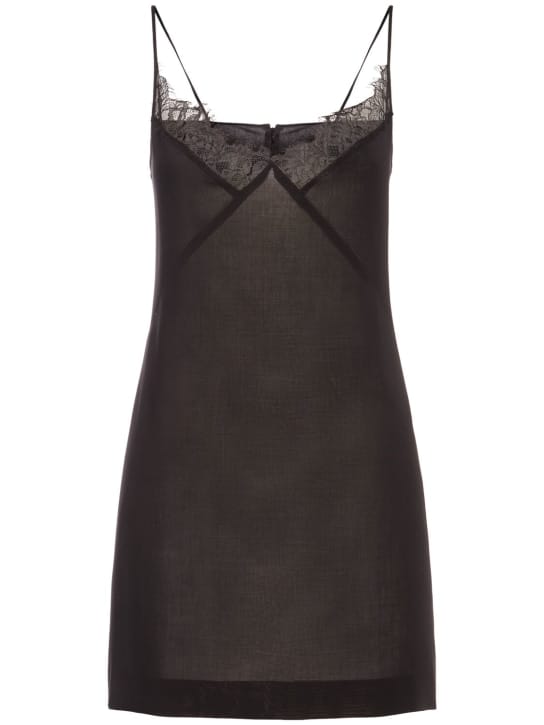 Blumarine: Virgin wool mini dress with lace