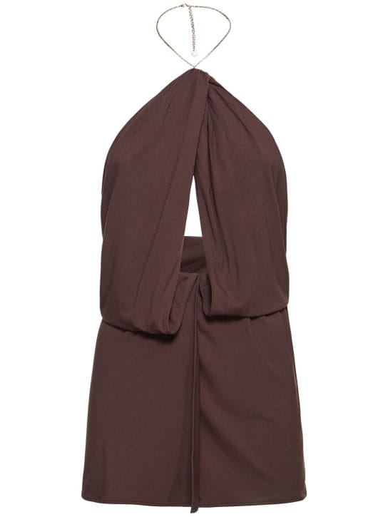 The Attico: Halterneck jersey mini dress