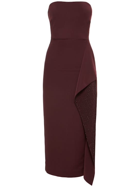 Roland Mouret: Abito midi senza spalline con cristalli