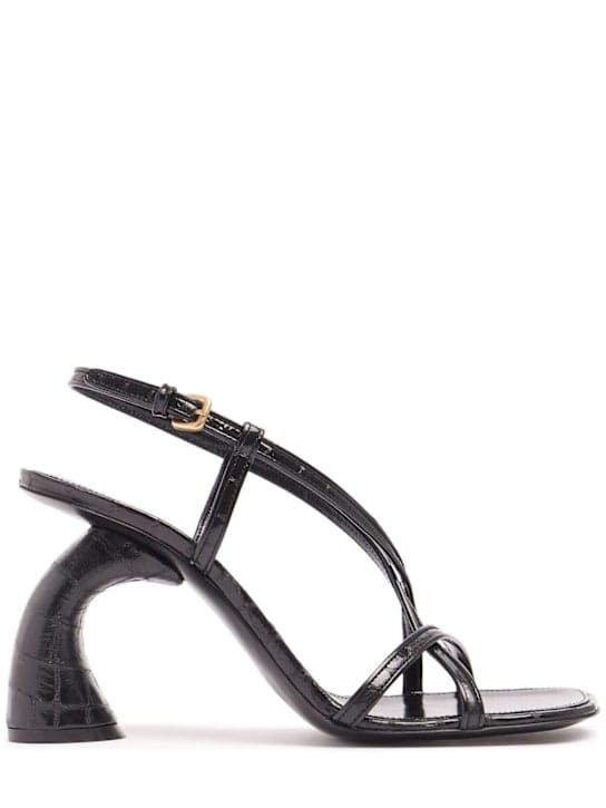 Dries Van Noten: 95毫米金属色皮革凉鞋