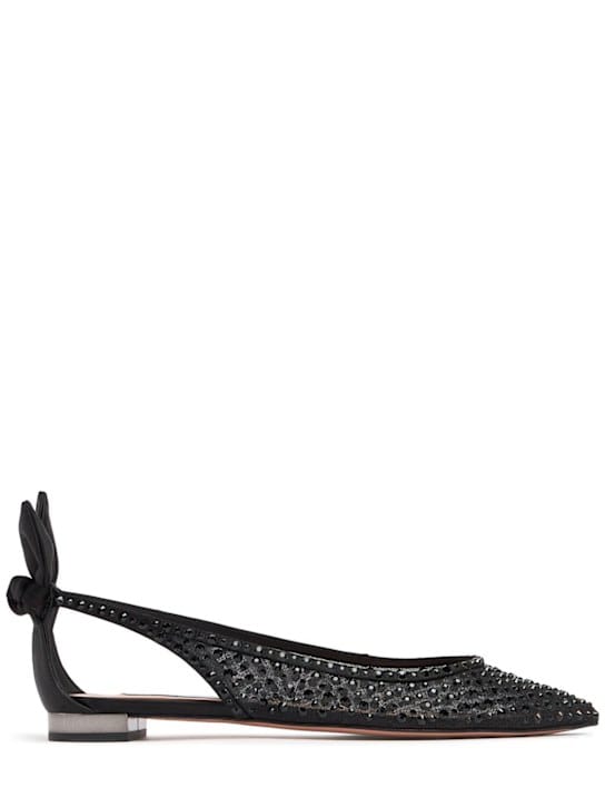 Aquazzura: 10毫米Bow Tie水晶&薄纱平底鞋