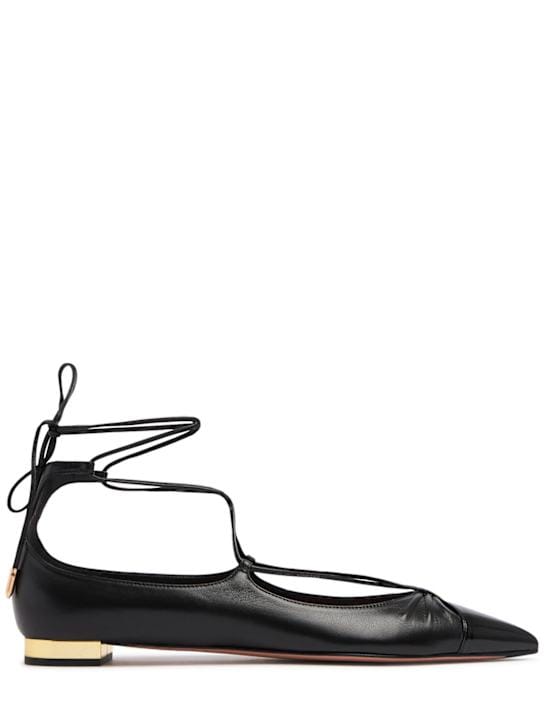 Aquazzura: 10毫米Gabi皮革芭蕾平底鞋