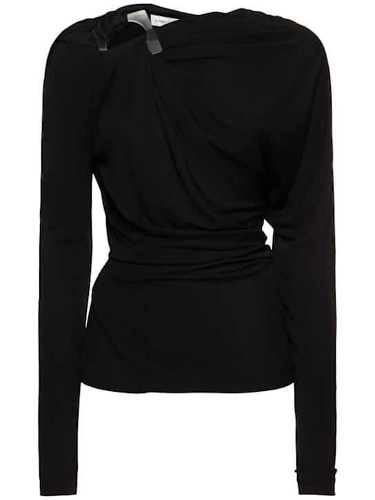 Victoria Beckham: 垂褶光滑平纹针织长袖上衣