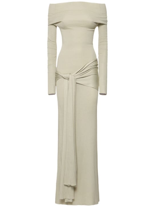 Aya Muse: Vestido largo de punto de seda con drapeado