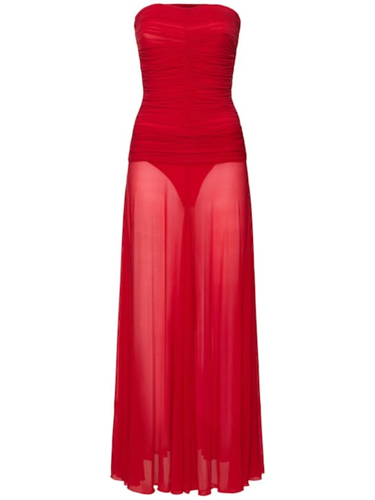 Magda Butrym: Abito lungo in cupro con bustier arricciato