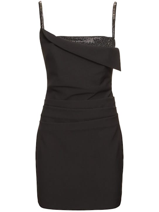 Roland Mouret: Abito corto drappeggiato con cristalli
