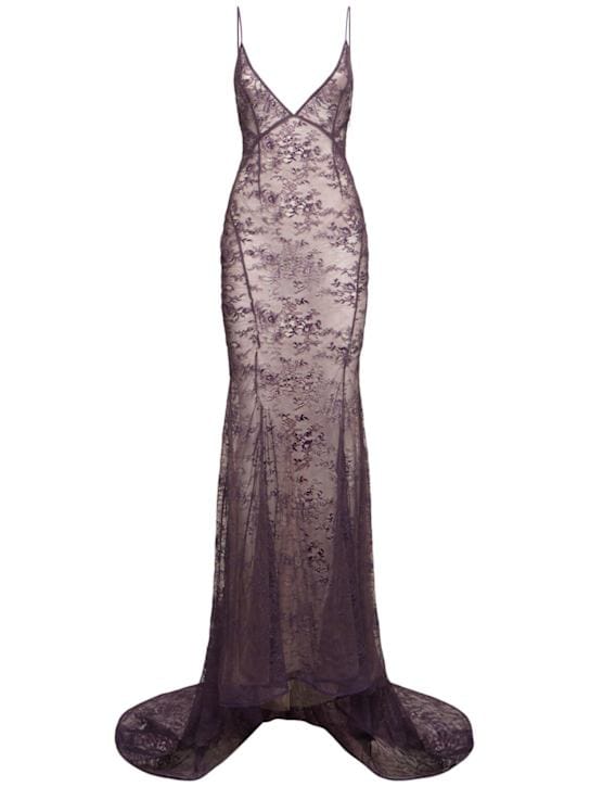 The Attico: Lace maxi dress with train