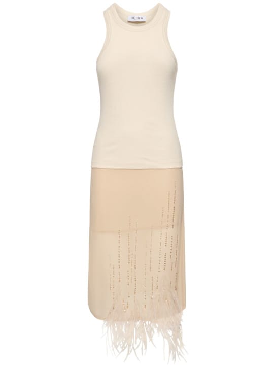 The Attico: Midi dress with feathers and beadwork