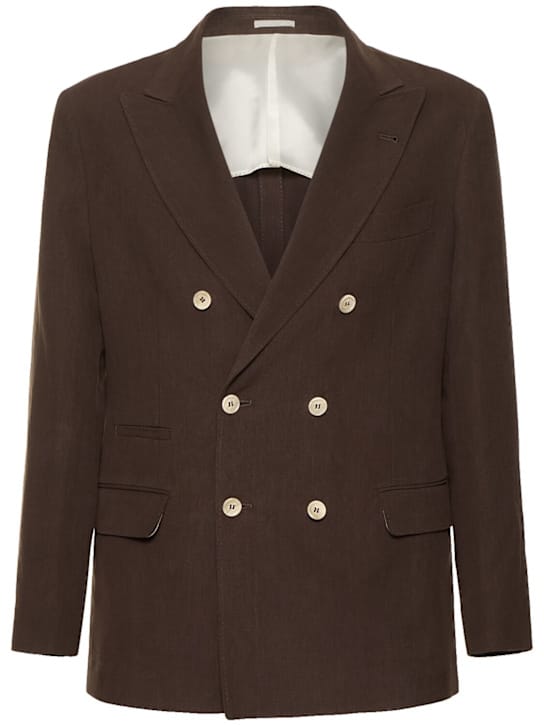 Brunello Cucinelli: 双排扣亚麻西服夹克