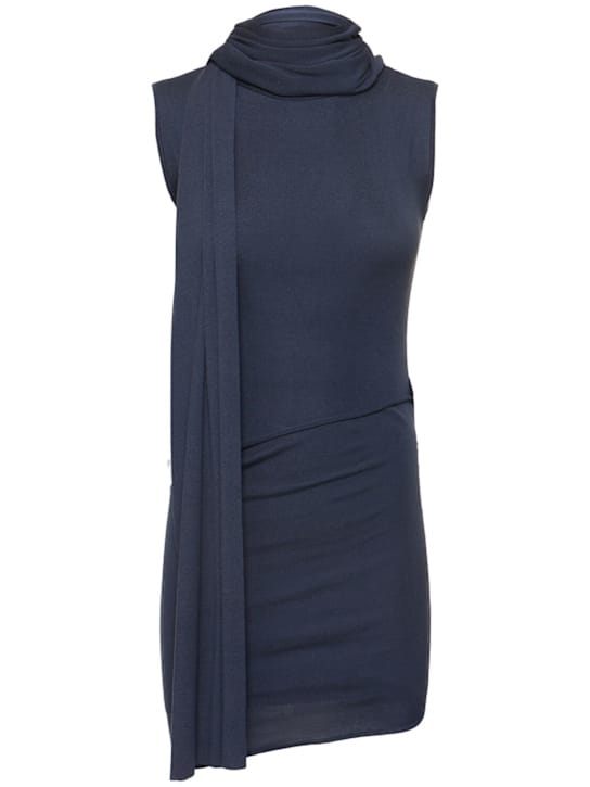 Aya Muse: Vestido corto en punto de seda con bufanda