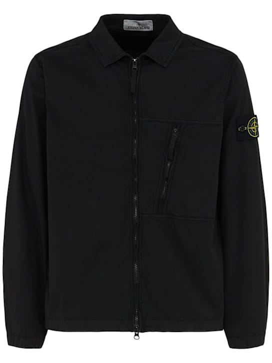 Stone Island: 弹性棉斜纹衬衫