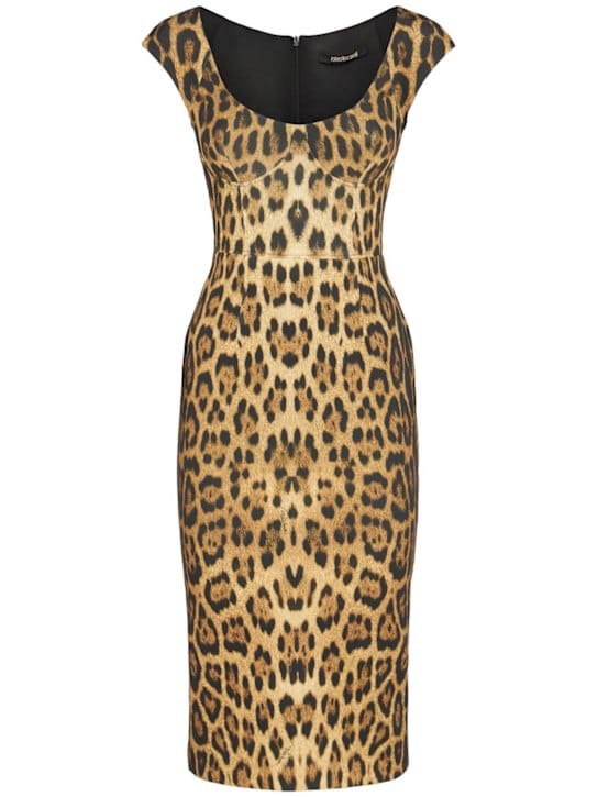 Roberto Cavalli: Midikleid mit konturiertem Bustier