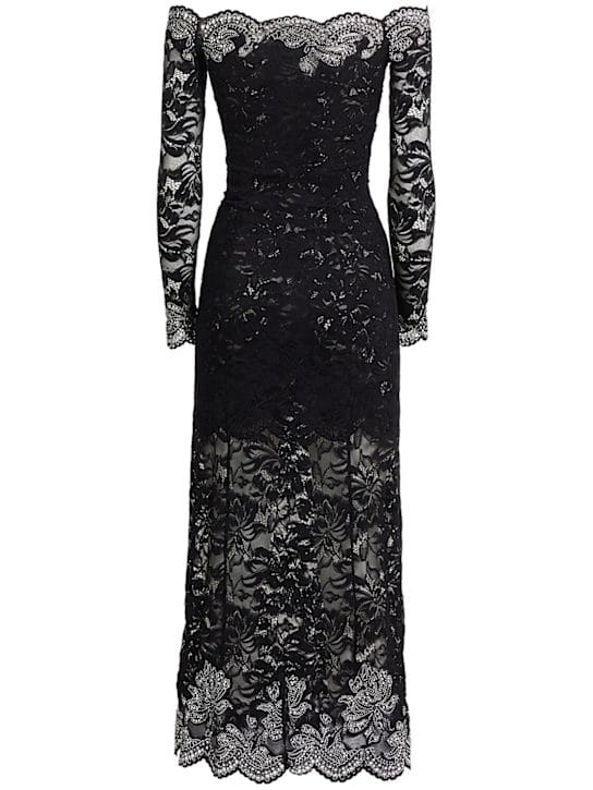 Rabanne: Off-the-shoulder long dress with studs