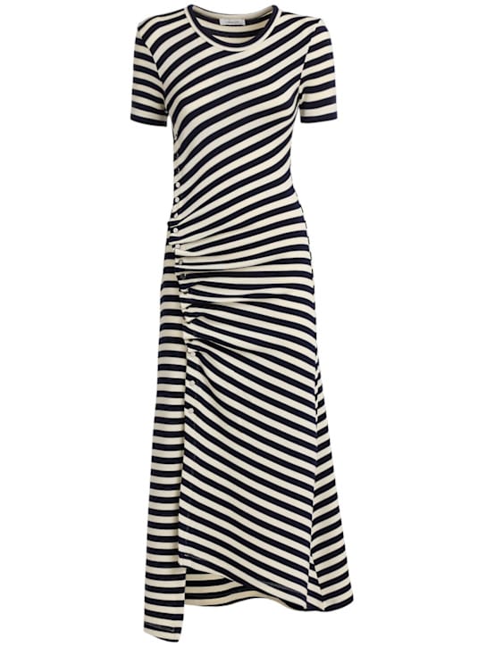 Rabanne: Vestito midi in lana vergine drappeggiato