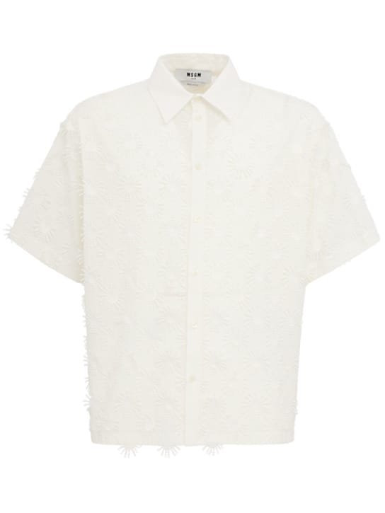 MSGM: 科技与棉质短袖衬衫