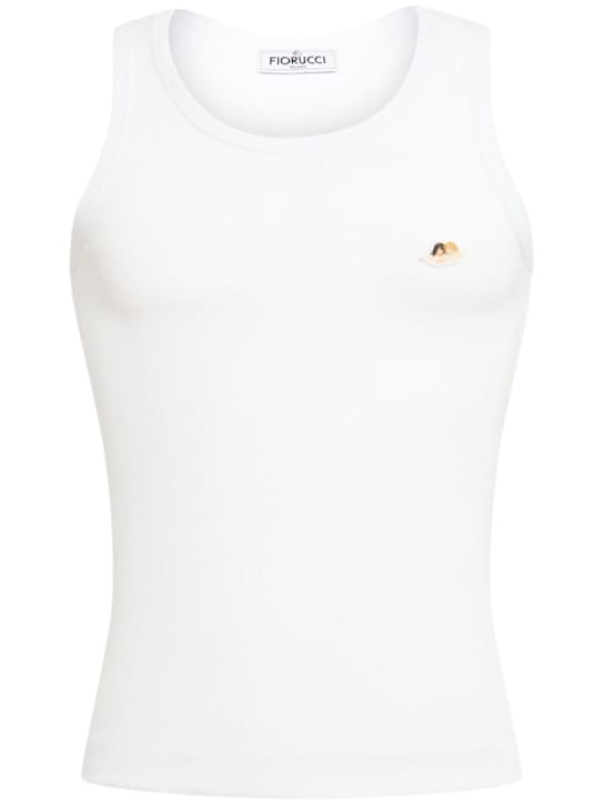 FIORUCCI: Sleeveless T-shirt with embroidered detail