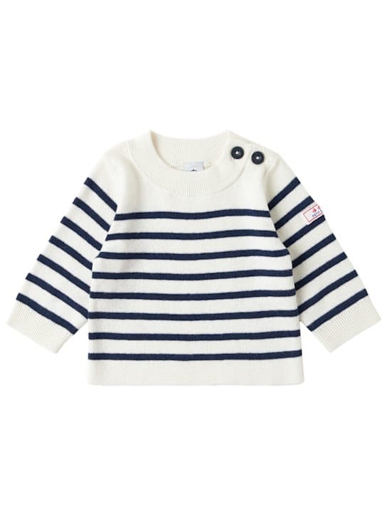 Petit Bateau: Gestreifter Pullover aus Wolle und Baumwolle