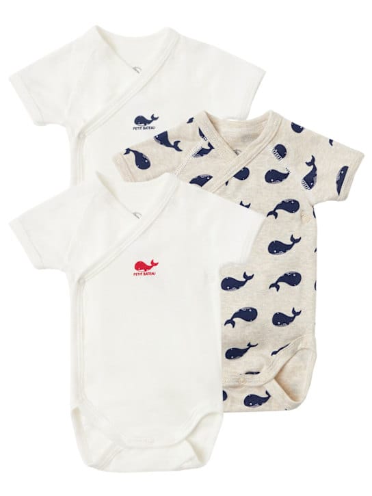 Petit Bateau: 3件印花棉婴儿连体衣套装