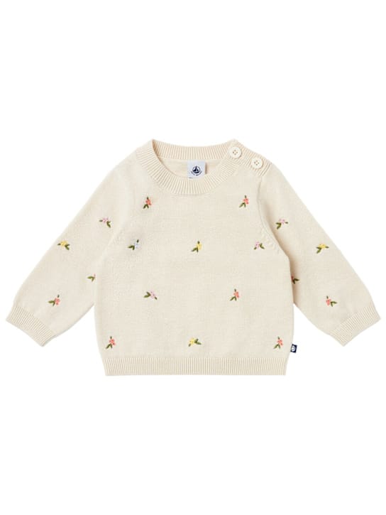 Petit Bateau: 绣花羊毛和棉混纺毛衣