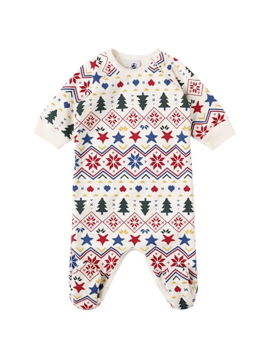 Petit Bateau: 假日印花棉质针织连体衣