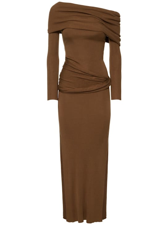 Aya Muse: Vestido largo drapeado de seda