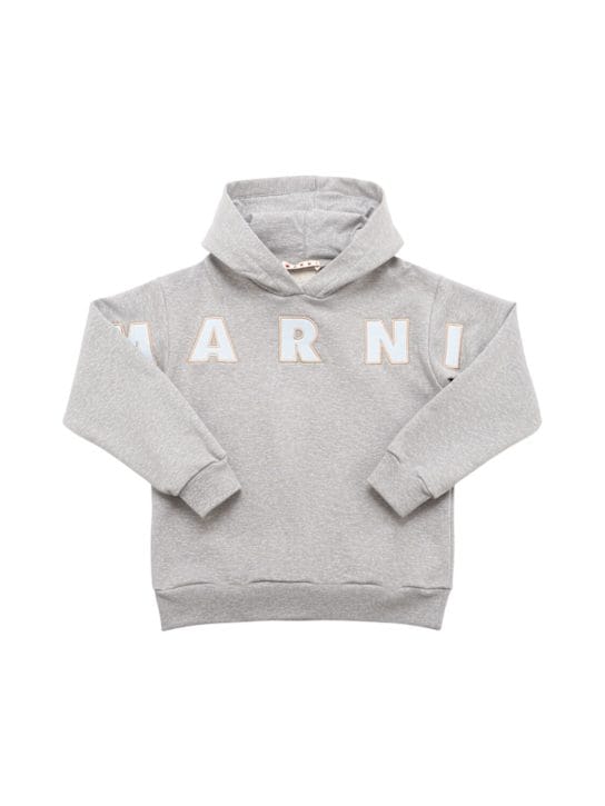 Marni Junior: 带有标志和帽子的棉质连帽衫