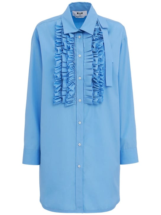 MSGM: Vestido camisero de algodón con volantes