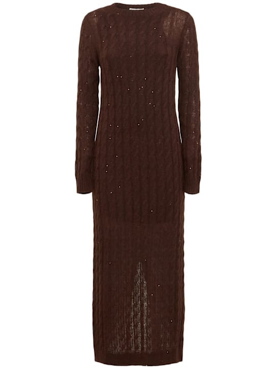 Brunello Cucinelli: Cable-knit mohair-blend midi dress