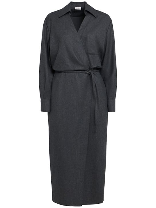 Brunello Cucinelli: Virgin wool midi wrap dress
