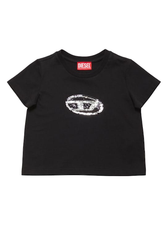 Diesel Kids: 装饰性棉质平纹T恤