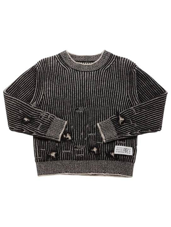 MM6 Maison Margiela: Jersey en lana de canalé desgastado