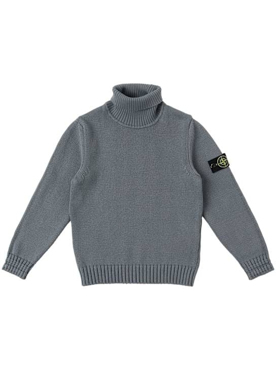 Stone Island Junior: 棉混纺针织高领毛衣