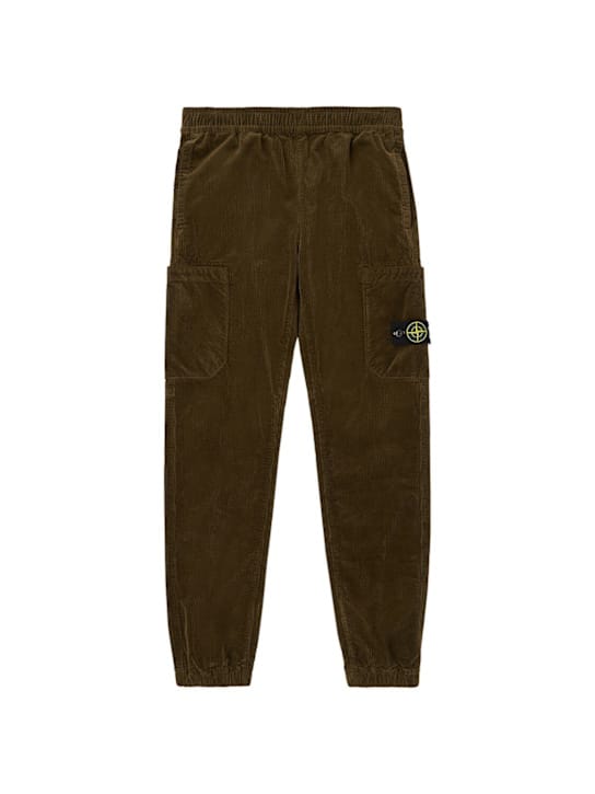Stone Island Junior: 棉质混合灯芯绒 tapered 裤子