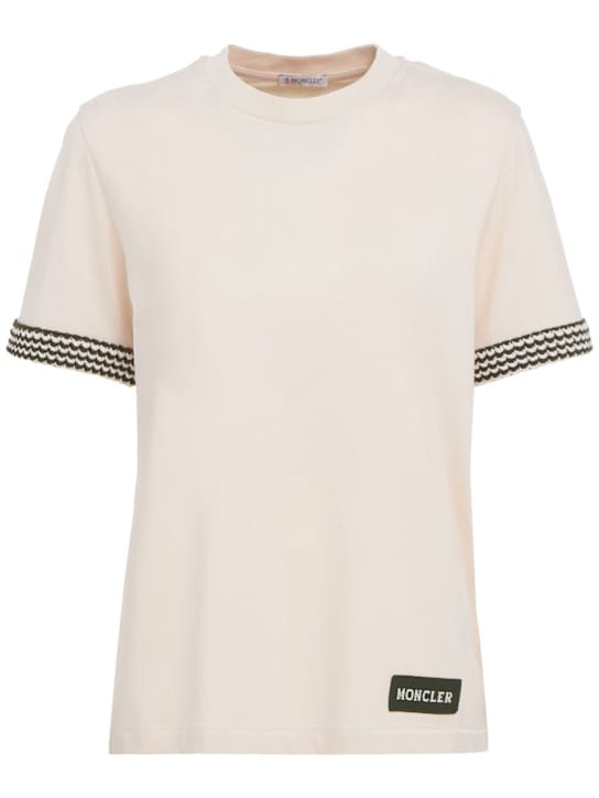 Moncler: 钩边棉质logo T恤