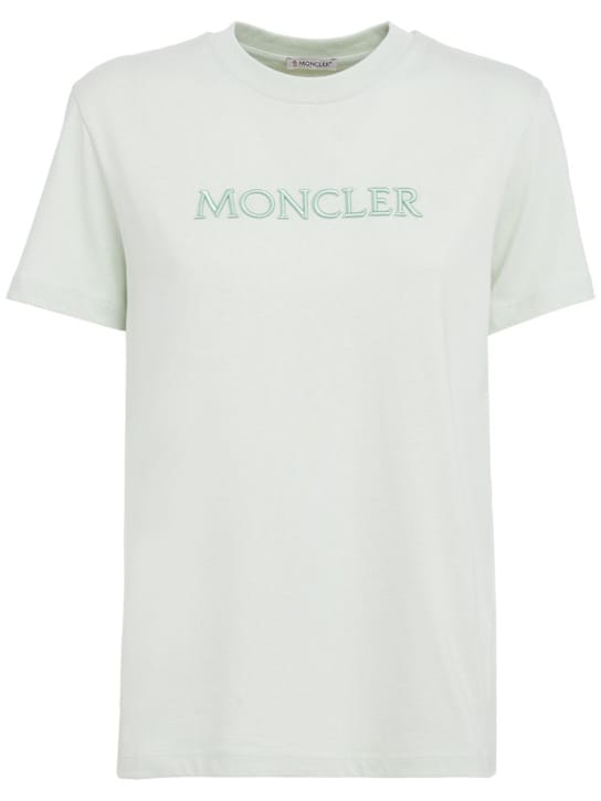 Moncler: 刺绣色调标志白棉T恤