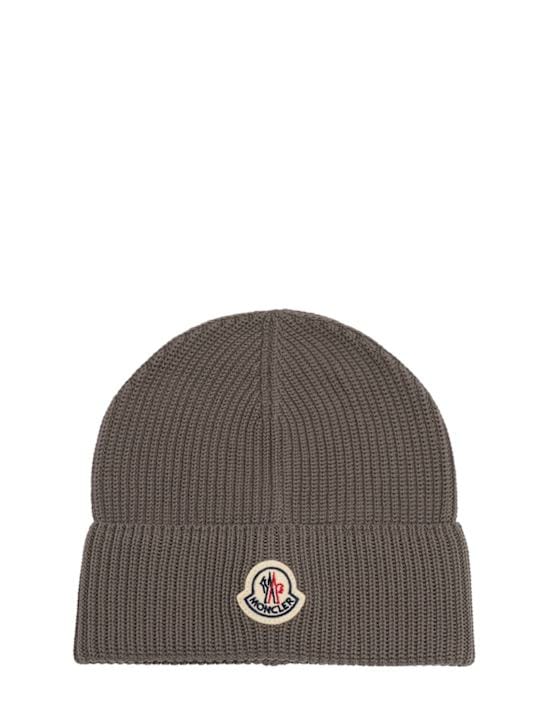 Moncler: 带翻边和标志的毛线帽