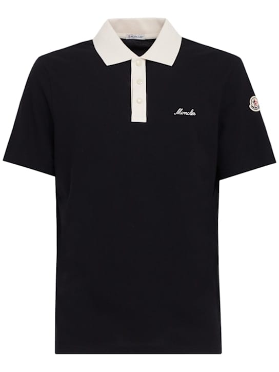 Moncler: 修身型罗纹领 polo 衫