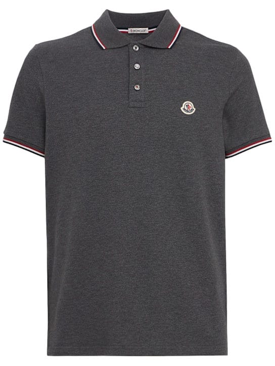 Moncler: 修身的罗纹领POLO衫