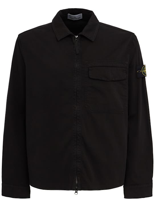 Stone Island: 徽标棉质拉链衬衫外套
